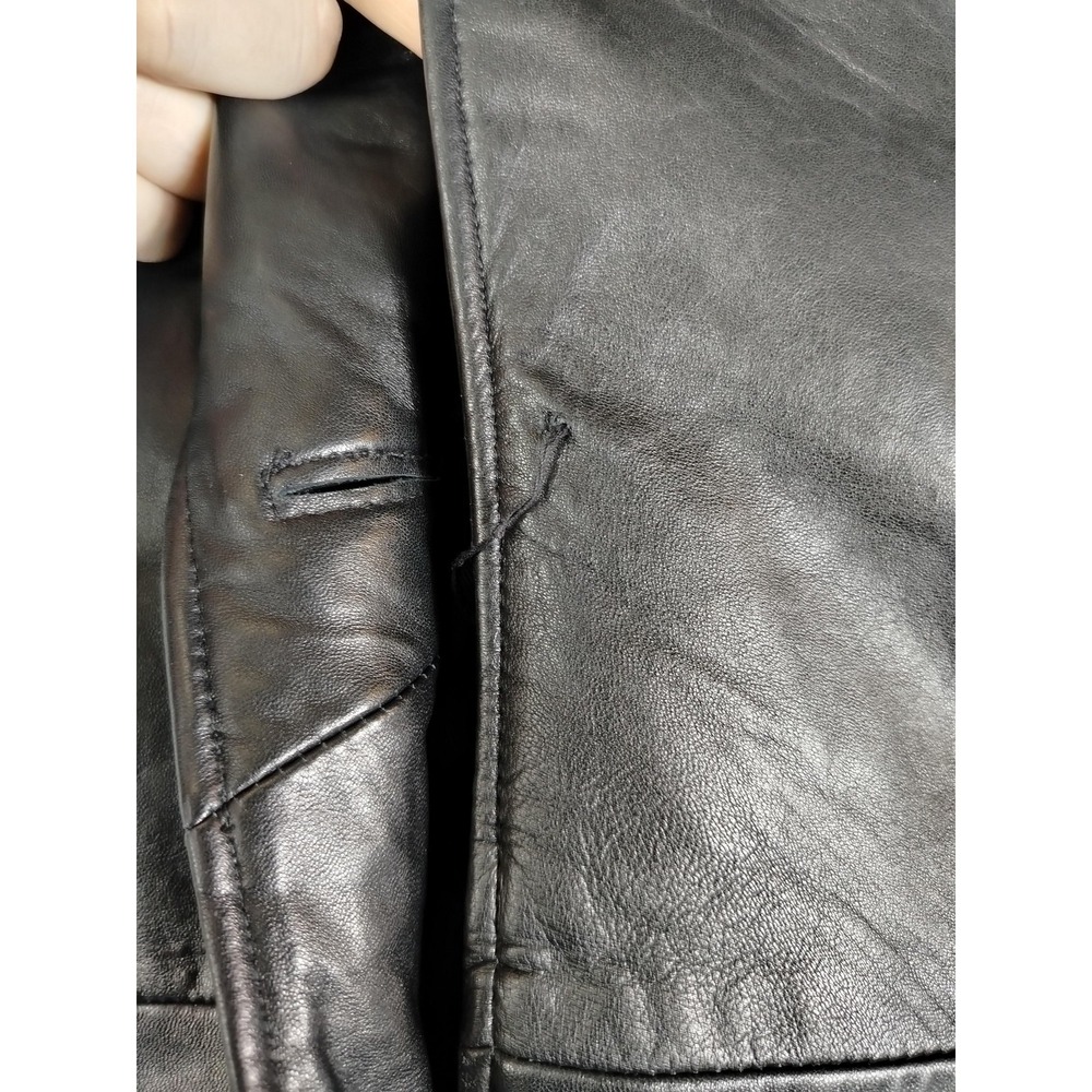 Vintage Preston & York Coat Womens Medium Black Leather Overcoat Thinsulate - Picture 8 of 12